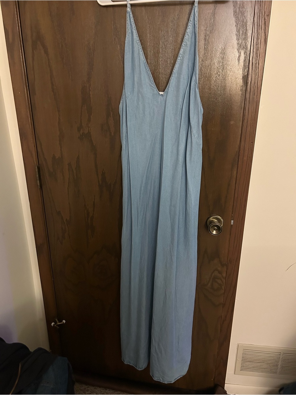Zara Denim Light Blue V-Neck Slip Dress - Women